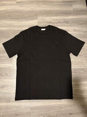 Dior CD Icon Embroidered Black Tee